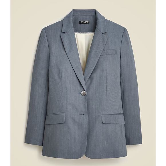 NWT J. CREW Relaxed Blazer Gauzy Italian Wool Blend Jacket Warm Chambray 4 - Picture 1 of 7